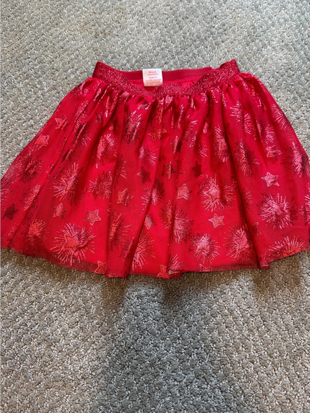 Red Sparkle Star Tulle Skirt - Girls